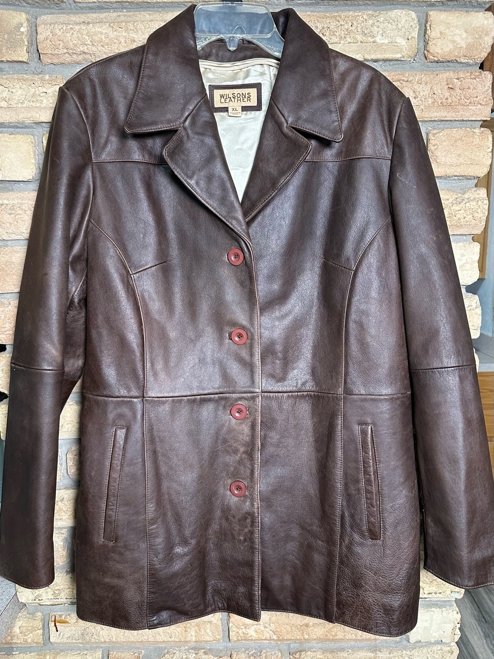 Wilsons Leather Women's Chocolate Brown Button-Front Leather Jacket